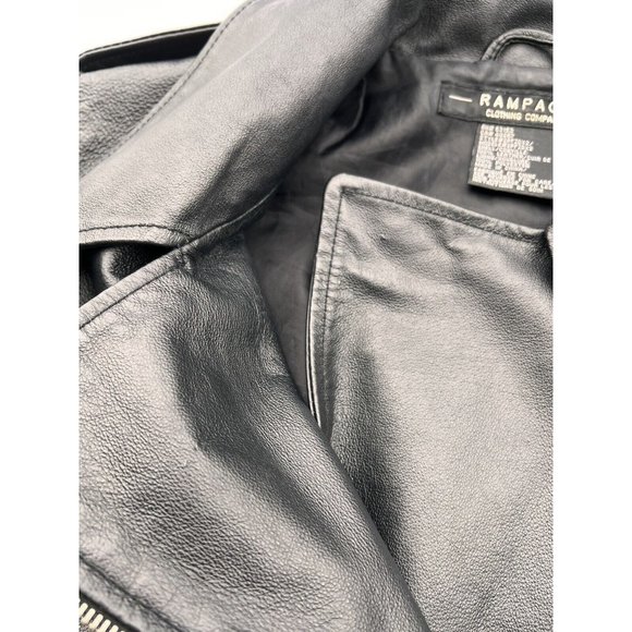 Rampage Leather Motorcycle Moto Jacket Black Womens Medium Zip Up - Picture 8 of 9